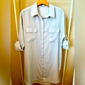 Pale Blue Grey Shirt Dress